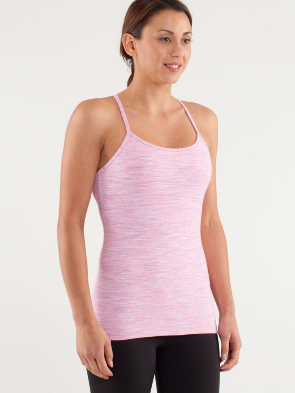 Lululemon Power Y Tank Top Space Dye Pink White Size